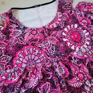 Reborn New York Women's 1X Paisley Purple Jersey Stretch Super Soft Work Dress